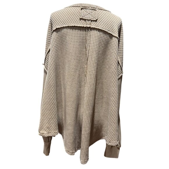 NEW FREE PEOPLE womens M Brown waffle knit cutout v neck Top sweater Tunic - Picture 5 of 10